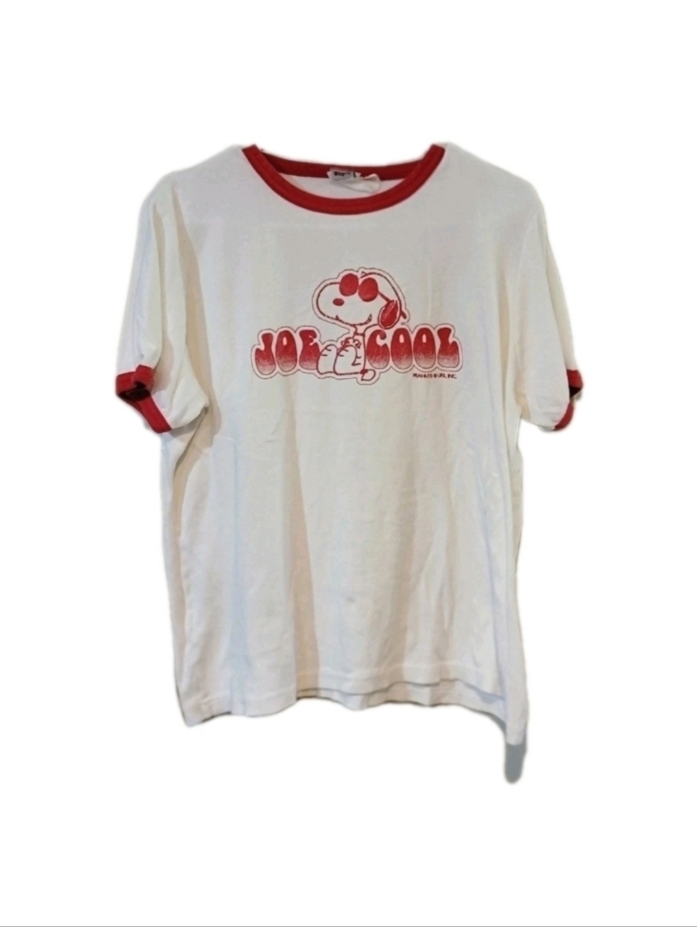 VTG 90s 80s US Women’s XL PEANUTS SNOOPY Joe Cool Ringer T Shirt Top